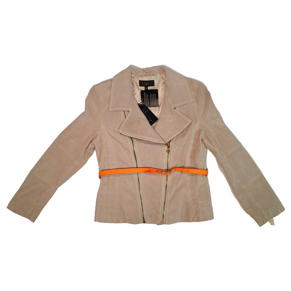 IMAN Platinum Collection Global Chic Leather Suede Moto Jacket Size Large, NWT